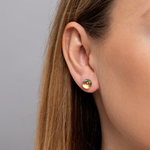 Champagne Supernova | Argent sterling .925 | Boucles d'Oreilles Verre Galaxie